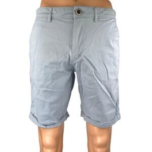 The Roadster Life Co Men's Blue Bermuda Cuffed Chino Khaki Casual Shorts Size 32